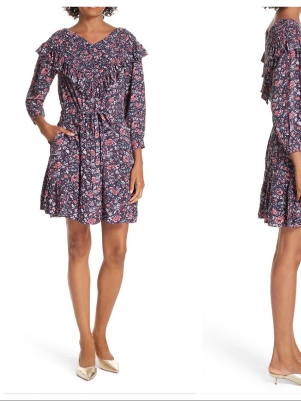 La Vie Rebecca Taylor Floral Ruffle Toile Dress 0156 - Picture 1 of 5